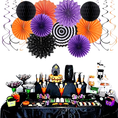 Halloween Party Decorations - 33Pcs Banners, Streamers, Pom Poms & Lanterns - Hallowmas