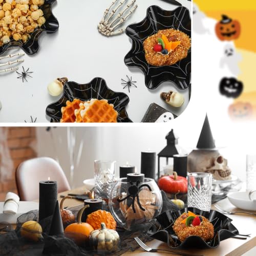 Halloween Spider Web Plastic Bowl - Reusable 8 Inch Serving Dish for Candy Snacks