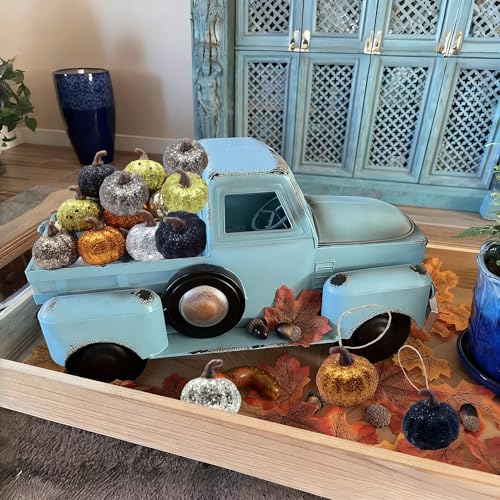30Pcs Fall Pumpkin Ornaments - Mini Rustic Hanging Decorations for Autumn & Holiday Tree