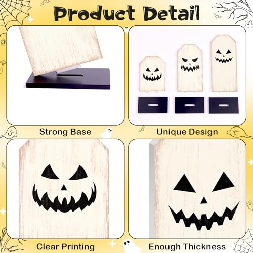 Britimes Ghost Tray Decor Sign 3 Pack White Halloween Wooden Centerpieces