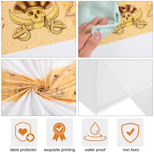 Pirate Themed Tablecloths 6 Pcs Waterproof Treasure Map Party Supplies