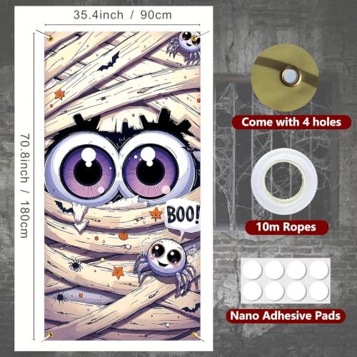 Halloween Door Cover with Horror Eyes Design - Haunted House Decor - Variation: Eyes