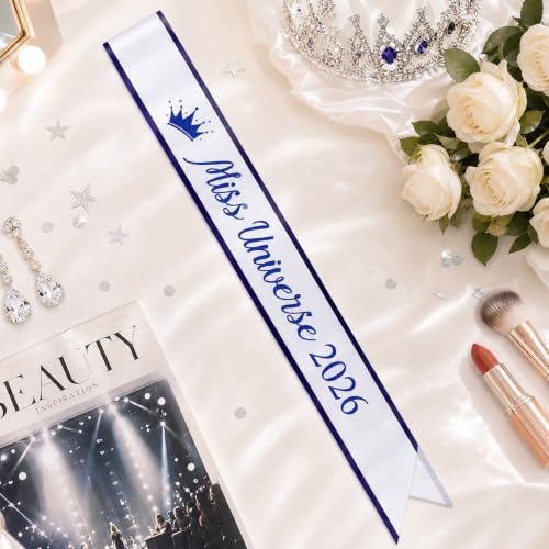Blue Miss Universe Queen Sash for Halloween & Party - Adjustable Costume Accessory