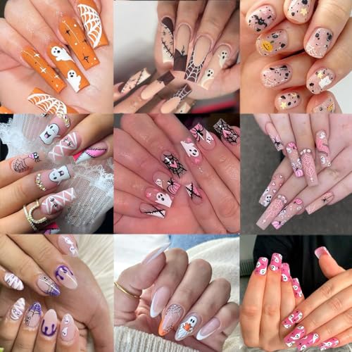 Halloween Nail Stickers Set 6 Sheets Ghost Spider Web Decals Halloween Style 1