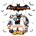 Halloween Ghost Wood Door Sign with Wreath - Spooky Fall Decor