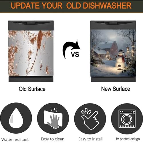 Farmhouse Snowman Dishwasher Magnet Cover - Winter Christmas Kitchen Decor, 23x26 inches