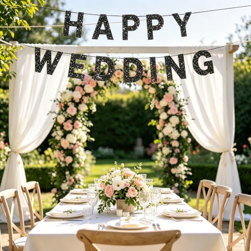Black Glitter DIY Banner Kit with 111 Letters & Numbers for Party Decorations - Customizable