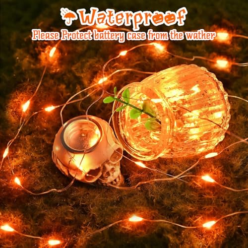 Halloween LED Fairy String Lights Battery Powered 16.4ft Orange for Halloween Decorations - 1pc