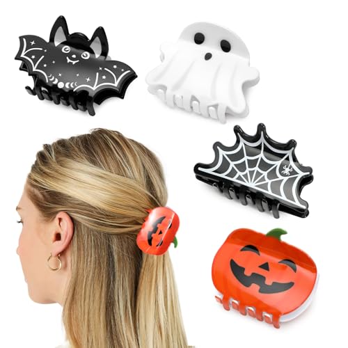 4PCS Halloween Hair Clips Set Spooky Acrylic Claw Clips for Women