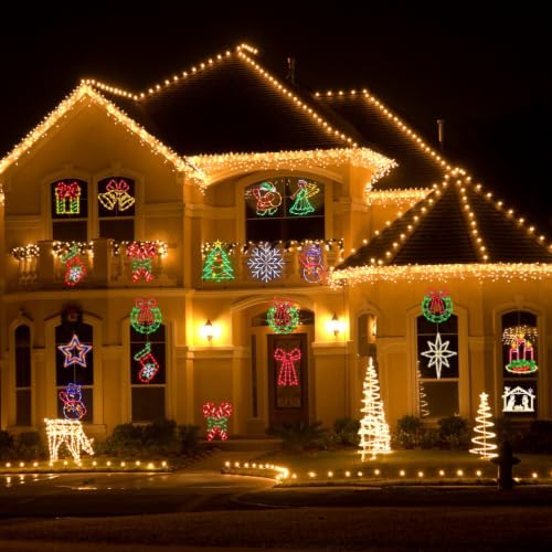 16-Inch Christmas Window Silhouette Lights - Wreath & Bow & Star & Christmas Tree Variations