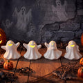 4 Pack Light Up Ceramic Ghost Halloween Decorations - Festive & Modern Decor