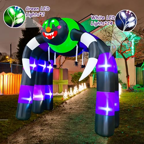 10FT Giant Halloween Inflatable Spider Arch Outdoor Decor with LED Lights