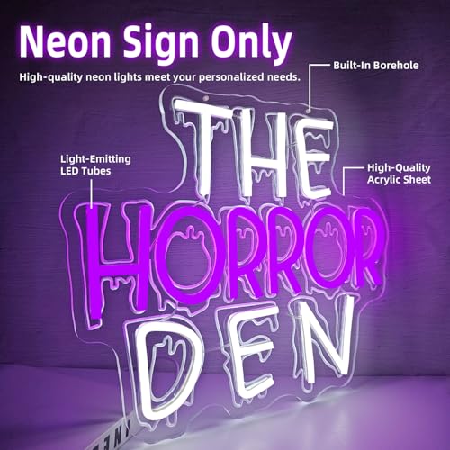 Horror Den Neon Sign Halloween Neon Lights for Bedroom Party & Game Room - Scary LED Wall Art - USB Powered - Spooky Wall Decor - Variation of THIS listing