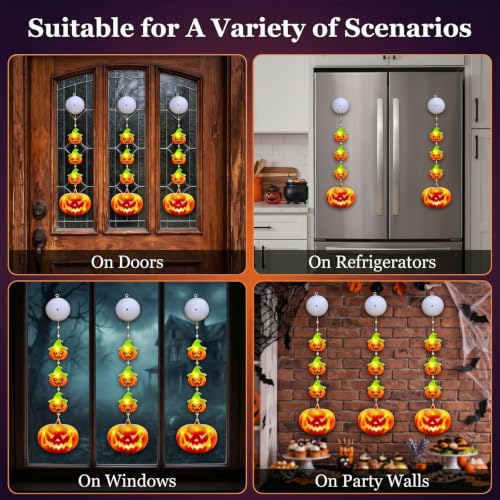 Halloween Window Lights - Battery-Powered Pumpkin with Timer & Suction Cups - Yellow