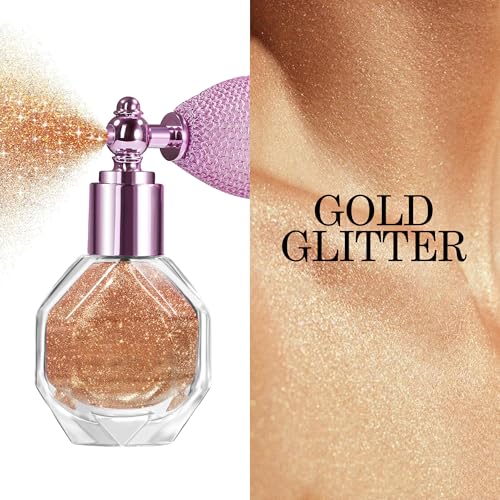 Gold Highlighter Powder Spray #03 - Long-Lasting Glitter Face Body Hair Makeup