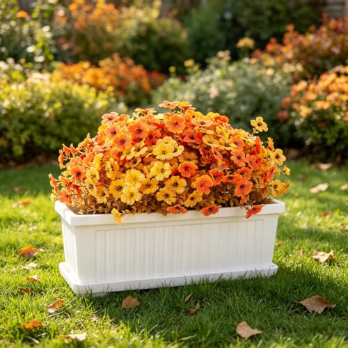 Artificial Fall Flowers Bundle - Realistic Orange and Yellow Outdoor Indoor Decor