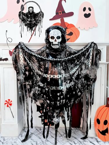 Halloween Hanging Skeleton Balloon - Grim Reaper Variant, 55 Inch, Indoor Outdoor Decor