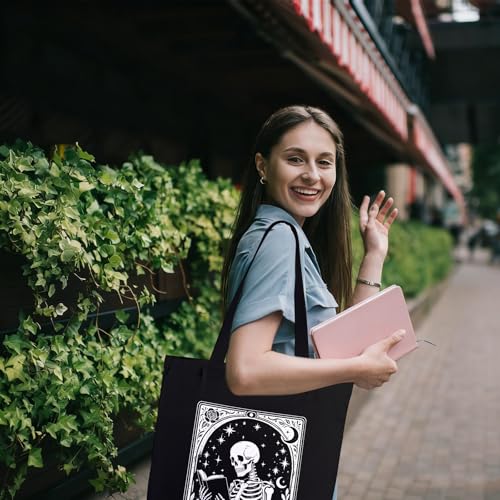 Black Gothic Tote Bag for Women Halloween Trick or Treating