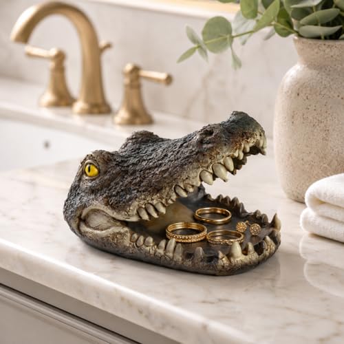 Alligator Head Desk Organizer with Ashtray - Creative Resin Home & Office Decor - Design 2