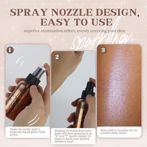 Dark Brown Body Glitter Spray - Sparkly Long-Lasting Body & Face Shimmer for Women - 2.6 Fl Oz