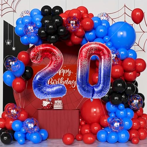 40 Inch Spider Theme Number 20 Foil Balloons - Large Party Decorations