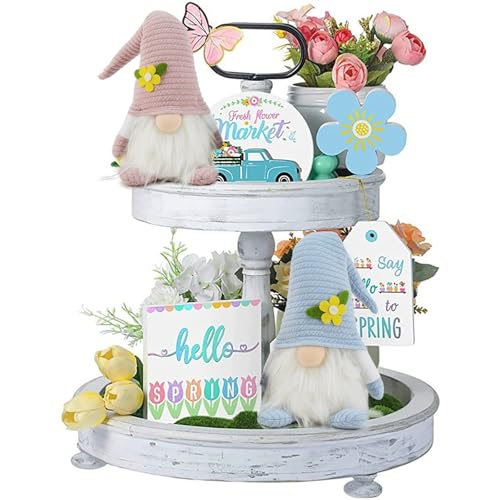 2PC Easter Gnome Decorations with Lights - Handmade Spring Home Decor Gifts