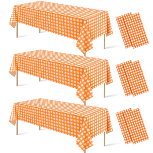 Orange Gingham Tablecloths Set - 6 Pack, 54x108 Inch Fall & Thanksgiving Decor - Variation of THIS listing