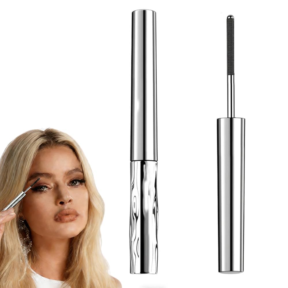 Upgraded Iron Metal Wand Mascara - Waterproof, Long-Lasting 3D Curling Formula | Smudge-Proof & Flake-Free (Black)