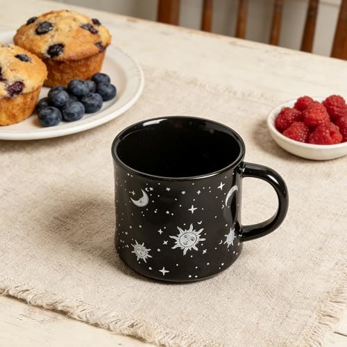 Celestial Sun Moon Stars Ceramic Coffee Mug 16 oz - Night Sky Design