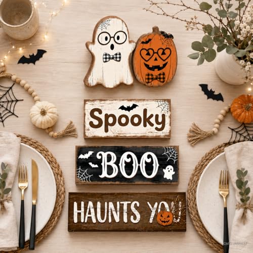 Halloween Pumpkin Ghost Decor Indoor - Boo Variation, Farmhouse Halloween Decorations