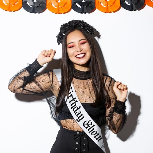 Gothic Birthday Sash with Glitter Black Letters - Halloween & Emo Party Accessory