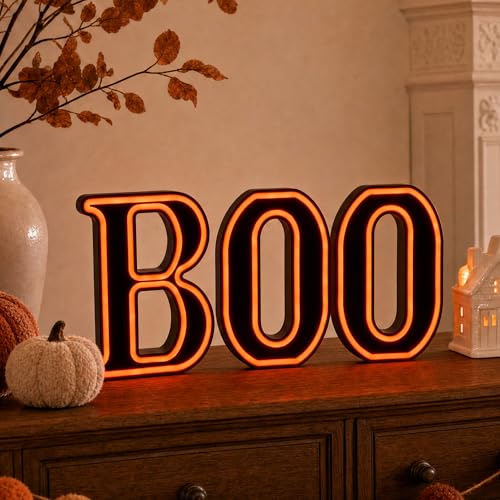 Light Up Halloween Sign - Boo Letters Indoor Decorative Halloween Light