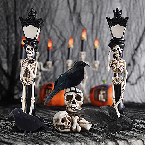 12 Pieces Halloween Black Feathered Crows Decor - Realistic Ravens for Indoor Outdoor Halloween Scene - 3 Styles