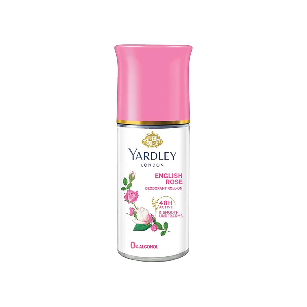 Yardley London English Rose Deodorant Roll-On - 48-Hour Protection | Alcohol-Free | 1.7oz (50ml)