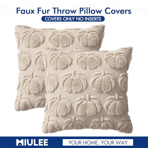 MIULEE Fall Pumpkin Pillow Covers 24x24 Inch Set of 2 Beige Autumn Decor
