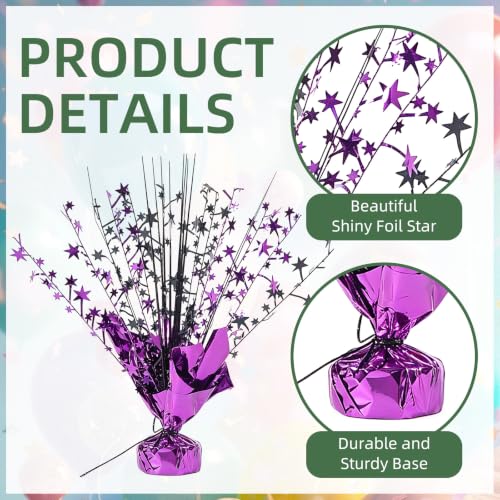 20 Pack Metallic Foil Star Centerpieces for Party Decorations - Black & Purple