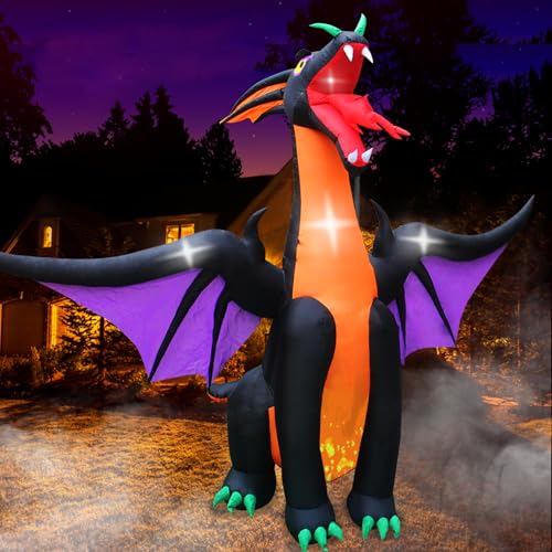 12FT Halloween Inflatable Fire & Ice Dragon Outdoor Decoration with LED Lights