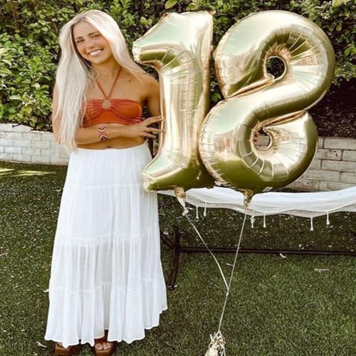 40 Inch Light Gold Number 8 Foil Balloon for Birthday Wedding Graduation Decorations - Variation of This Listing