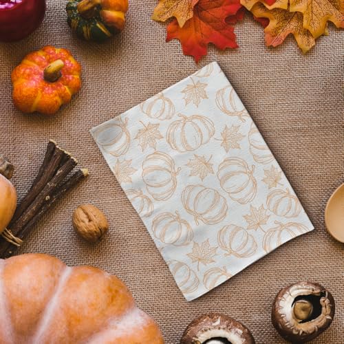 Fall Kitchen Hand Towels with Maple Leaf & Pumpkin Decor - 16x24in - Color-2