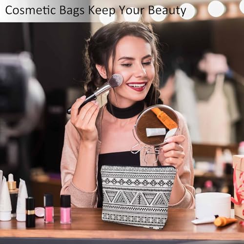 African Aztec Makeup Bag - 9 x 7.1 Inch Travel Cosmetic Organizer for Women