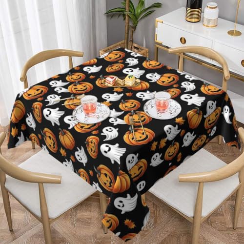 Halloween Square Tablecloth 54x54 Inch Spooky Farmhouse Decor Waterproof Fabric