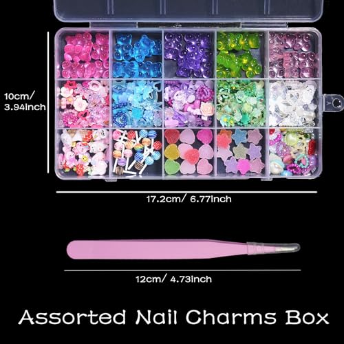 3D Bear Candy Nail Charms - Assorted Color Lollipop Butterfly Nail Art - Variation C1-bear