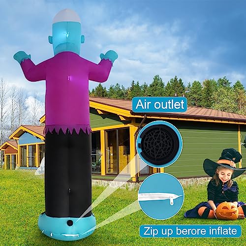 12ft Blue Skeleton Zombie Inflatable Halloween Decoration with LED Lights Outdoor Yard