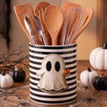Halloween Ghost Ceramic Utensil Holder - Ghost Edition, 5.1x6.3 Inches