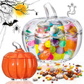 Halloween Glass Pumpkin Candy Jar Set with Lids - 2 Sizes, Clear & Orange
