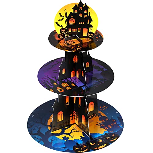 Halloween 3-Tier Cupcake Stand - Spooky Party Dessert Display