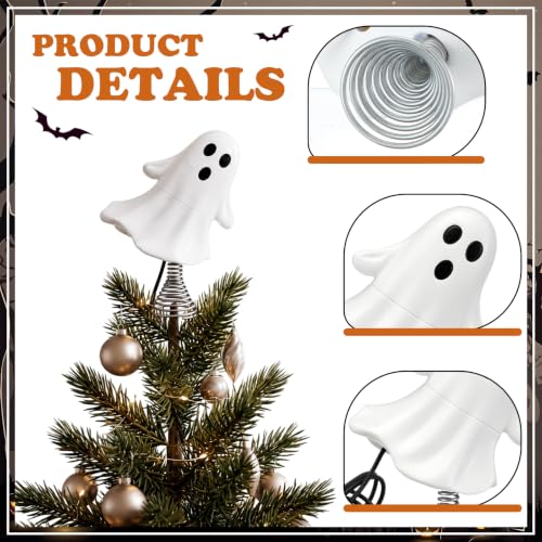 Halloween Ghost Tree Topper with LED Light - 6.3 Inch USB Powered Decor