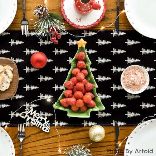Christmas Table Runner 13x90 Inch Holiday Home Decor Black - Artoid Mode