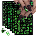 Halloween Nail Art Stickers with 3D Fluorescent Spider Design - Self-Adhesive Decals for Manicure DIY