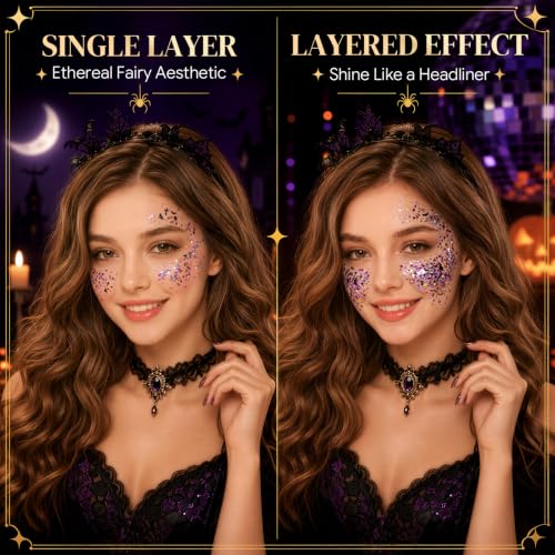 Halloween Body Glitter Stick for Face & Hair - Ghost Bat Cross Sequins - Kidstella